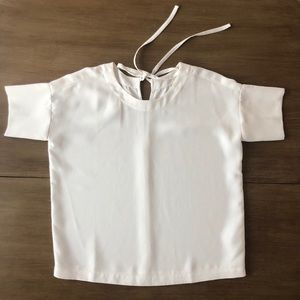 Madewell Top XS White Crepe Bow Back Blouse